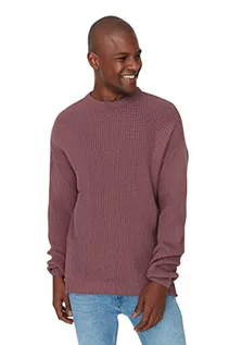 Bluzy męskie - Trendyol Męska bluza z okrągłym dekoltem, gładka, oversize, różowy, M, różowy, M - grafika 1