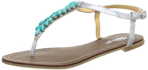 Buffalo Girl 312-0690 Leather PU damskie japonki, wielokolorowa - Wielokolorowy srebrny - 39 eu