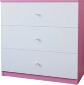 Komody dla dzieci - Elior Komoda dla dziewczynki Happy 10X - biało - różowa - miniaturka - grafika 1