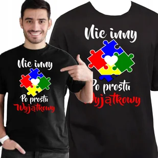 KOSZULKA AUTYZM NIE INNY WYJĄTKOWY DZIEŃ AUTYZMU AUTISM S 3465 CZARNY - Koszulki męskie - miniaturka - grafika 1