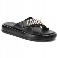 Moda i Uroda OUTLET - Czarne klapki Carinii B9449 modne buty damskie skóra - miniaturka - grafika 1