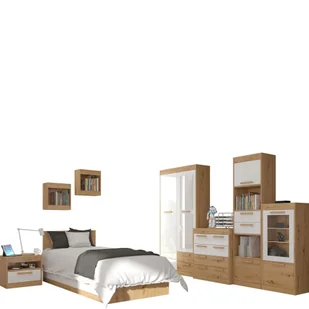 Zestaw Mebli Młodzieżowych 8 Maximus MebloCross Dąb Endgrain / Granada Migdał - Zestawy mebli dla dzieci - miniaturka - grafika 1