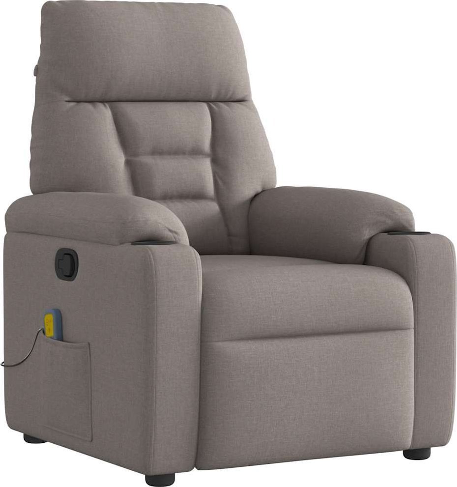 vidaXL vidaXL Rozkładany fotel masujący, taupe, obity tkaniną