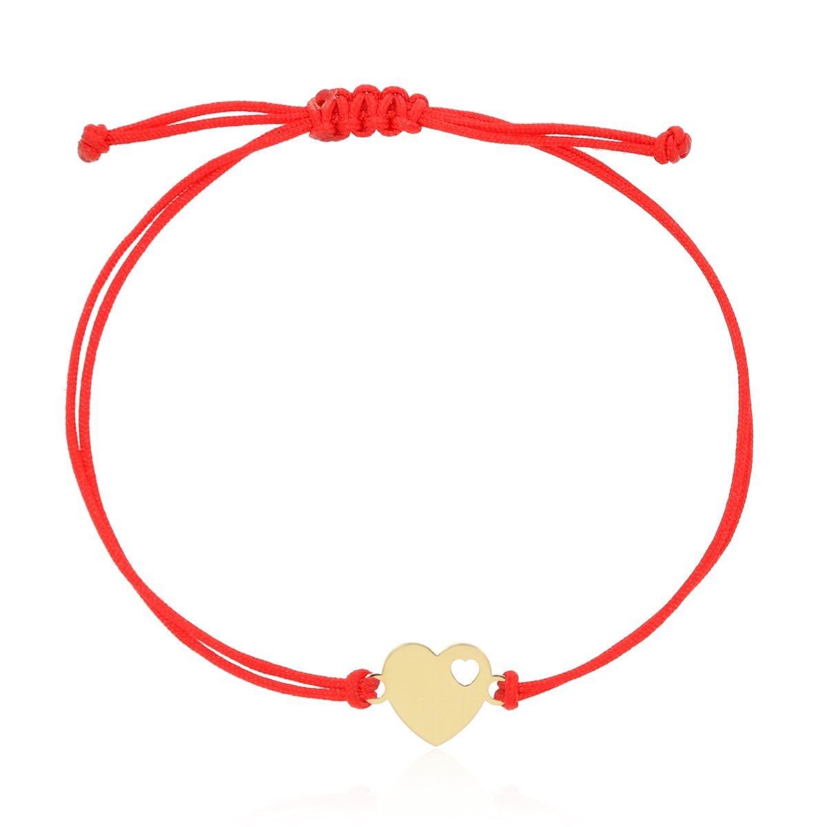 Bransoletka czerwony sznurek serduszko w złotym sercu pr.585