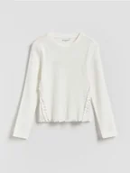 Bluzki dla dziewczynek - Reserved - Bluzka z falbanką - złamana biel - miniaturka - grafika 1