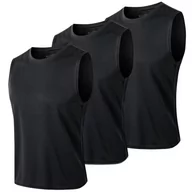 Koszulki męskie - MEETYOO Męska koszulka bez rękawów Quick Dry Tank Koszulka Kamizelka Top do biegania Siłownia Sport Fitness, czarny + czarny + czarny, XL - miniaturka - grafika 1
