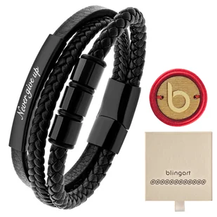 Bransoletka męska z GRAWEREM SKÓRZANA pleciona cza - Bransolety męskie Bransoletka męska z GRAWEREM SKÓRZANA pleciona cza - Bransolety męskie - miniaturka - grafika 1