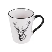 Kubki - Kubek ceramiczny renifer 320 ml biało-czarny - miniaturka - grafika 1