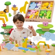 Klocki - VIGA Drewniane Klocki Kolorowe Opowieści Tropikalne Pudełko 55el. - miniaturka - grafika 1