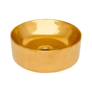 Invena Kos umywalka 42 cm nablatowa okrągła złoty połysk CE-38-009 - Umywalki - miniaturka - grafika 1