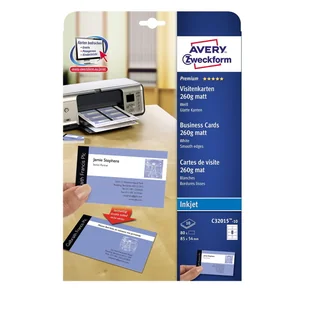 Avery XPK106K Karton wizytówkowy ZF 85x54 matowy dwustr. biały 260g (10ark.) C32015-10 - Papier do drukarek - miniaturka - grafika 2