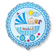 Baby shower i roczek - FLX Balon foliowy Wózek niebieski - 46 cm - 1 szt. 401578 - miniaturka - grafika 1