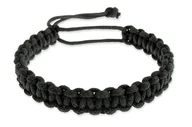 Bransolety męskie - Stylowa Bransoletka Czarna Pleciona Męska - miniaturka - grafika 1