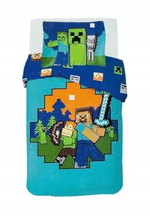 MINECRAFT PRZEŚCIERADŁO BAWEŁNIANE JERSEY 90 x 200 CM Dziecięce - Prześcieradła dla dzieci - miniaturka - grafika 1