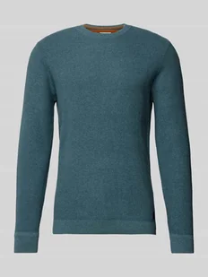Sweter z dzianiny o kroju regular fit z czystej bawełny z fakturą - Swetry męskie - miniaturka - grafika 1