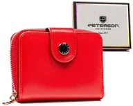 Portfele - Elegancki mały portfel damski na zatrzask z ochroną RFID Peterson, czerwony - miniaturka - grafika 1