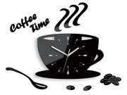 Zegary - Zegar ścienny MODERN CLOCK Coffe Time, czarny, 43x64 cm - miniaturka - grafika 1