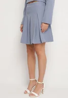 Spódnice - Niebieska Spódnica w Delikatne Paski o Rozkloszowanym Kroju z Plisami Redamara - miniaturka - grafika 1