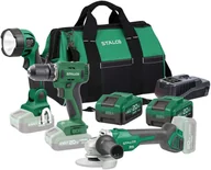 Zestawy elektronarzędzi - Zestaw Stalco Szlifierka + Wkrętarka + Latarka + 2x 4Ah S-97379 - miniaturka - grafika 1