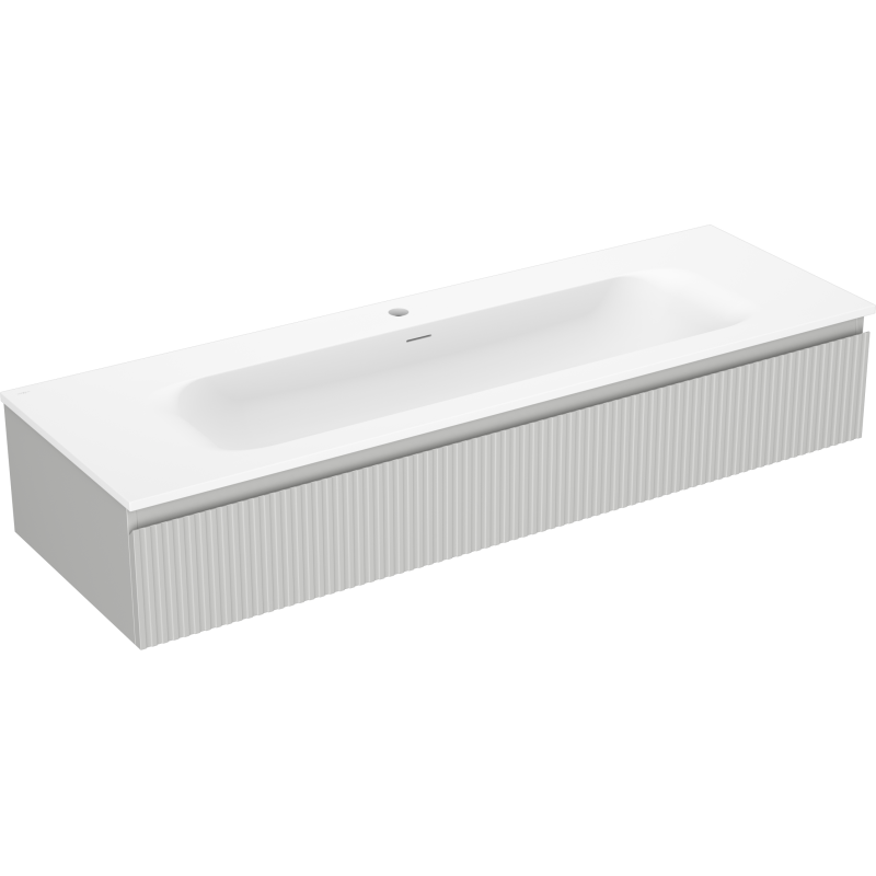 Mexen Rivel szafka łazienkowa 140 cm z umywalką Vela, 1 szuflada, ryflowana , szara mat/biała mat - 91A20-14023-1-BF62-W23M01