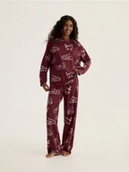 Moda i Uroda OUTLET - Reserved - Dwuczęściowa piżama w koty - mahoniowy - miniaturka - grafika 1