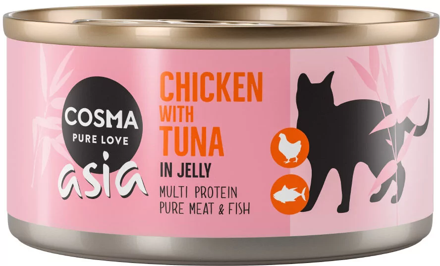 Zestaw Cosma Asia w galarecie, 24 x 170 g - Kurczak z tuńczykiem Dostawa GRATIS!