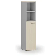 Szafy biurowe - Szafa biurowa kombinowana PRIMO GRAY, drzwi na 3 poziomach, 1781 x 400 x 420 mm, szary/brzoza - miniaturka - grafika 1