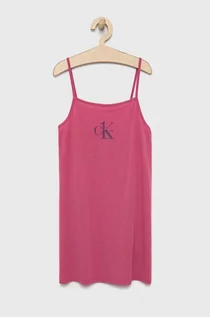 Piżamy damskie - Calvin Klein Underwear koszula nocna dziecięca kolor fioletowy gładka - grafika 1