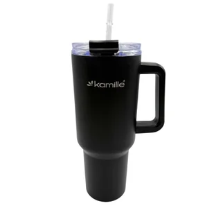 STALOWY KUBEK TERMICZNY TERMOS 1200ml Z RĄCZKĄ I SŁOMKĄ KM-2172 - Kubki termiczne - miniaturka - grafika 1