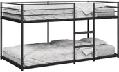 Łóżka dla dzieci i młodzieży - vidaXL Łóżko piętrowe bez materaca, czarne, 90x200 cm, stal - miniaturka - grafika 1