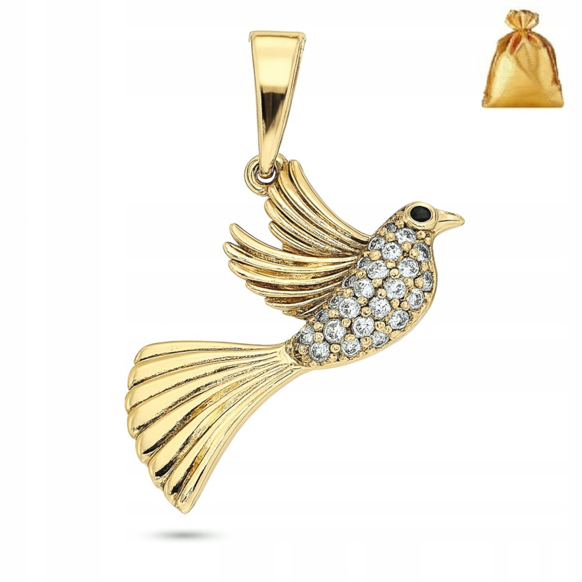 PIĘKNA ZAWIESZKA WISIOREK DAMSKI PTAK, KOLIBER Z CYRKONIAMI NA ŁAŃCUSZEK