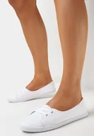 Trampki damskie - Białe Tenisówki z Niską Cholewką i Ozdobnym Sznurowaniem Maelisa - miniaturka - grafika 1