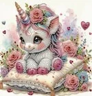 Diamentowa mozaika obraz na ramie Jednorożc na poduszce 23x30 cm - Zabawki kreatywne - miniaturka - grafika 1