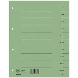 Donau Przekładka , karton, A4, 235x300mm, 1-10, 1 karta, zielona 8610001-06 - Przekładki do segregatorów - miniaturka - grafika 3