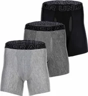 Majtki męskie - UNDER ARMOUR bokserki męskie, 3-pak - Performance Tech Boxer Briefs, elastyczne, gładkie, czarne/szare 2XL - miniaturka - grafika 1