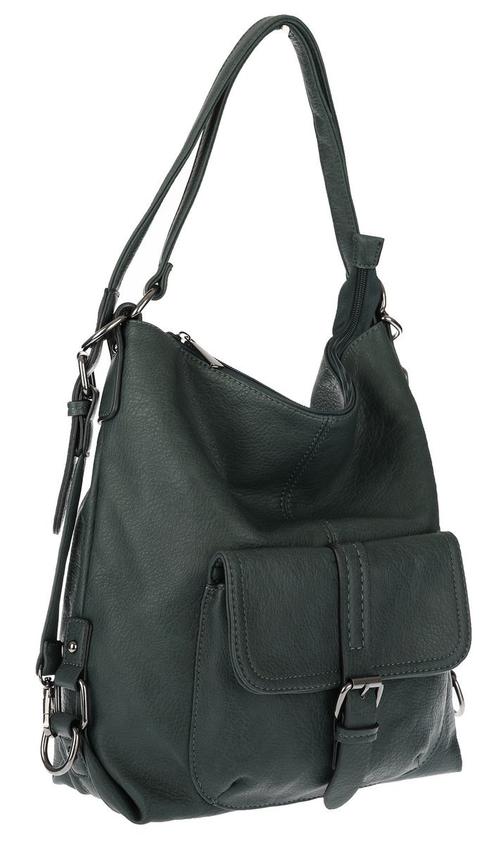 Torebka Damska Shopper Listonoszka Plecak 2w1 Worek na Ramię 7136 Zielona