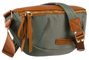 Zielona miejska nerka damska z nylonu PETERSON saszetka na ramię crossbody lekka funkcjonalna modna na suwak kieszonki szeroki regulowany pasek - Nerki - miniaturka - grafika 1