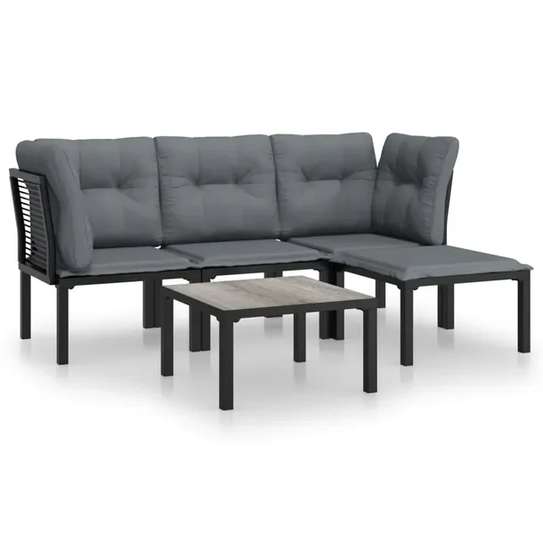 Modny zestaw wypoczynkowy do ogrodu czarny, rattan PE, 62 x 62 x 68 cm