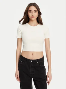 Guess T-Shirt V5YP08 K8RT2 Biały Slim Fit - Koszulki i topy damskie - miniaturka - grafika 1