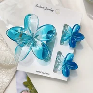 Ozdoby do włosów - TEMU 3 szt. Błyszczące Ombre Przezroczyste Spinki do Włosów z Kwiatem Frangipani, Duże i Małe Rozmiary, Akcesoria Plażowe na Wiosnę/ - miniaturka - grafika 1