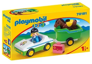 Playmobil 1.2.3 Car with horse trailer 70181 - Klocki - miniaturka - grafika 1