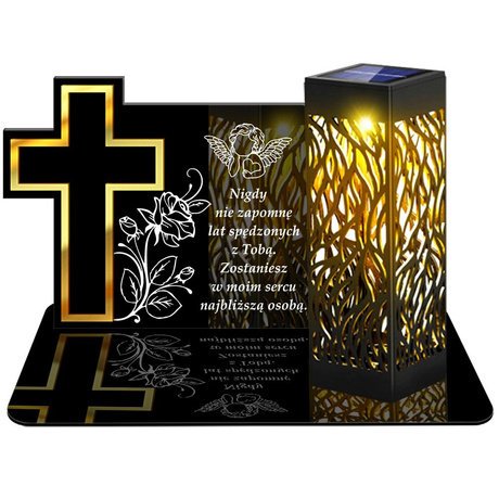 ZNICZ SOLARNY LED WIECZNY PODSTAWKA NA CMENTARZ GRÓB lampka Krzyż 3D