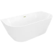 Wanny - Mexen Oris wanna wolnostojąca przyścienna ryflowana 150 x 75 cm, biała, przelew złoty szczotkowany - 52871507500-55 - miniaturka - grafika 1