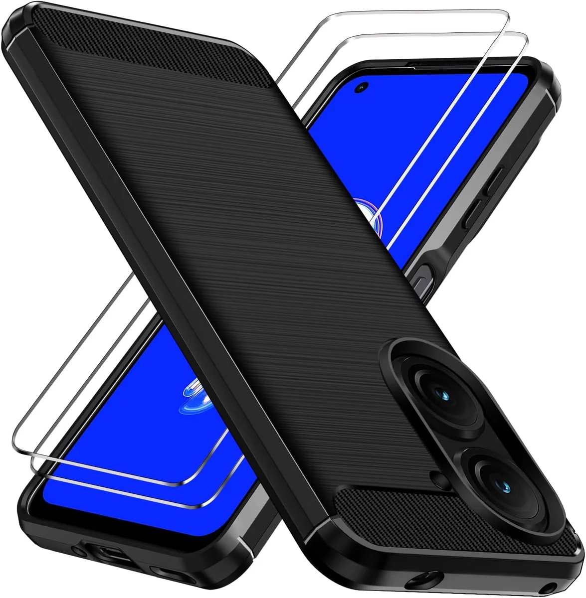 ETUI ZESTAW OCHRONNY WŁÓKNO WĘGLOWE SILIKON POKROWIEC SZKŁO FOLIA TELEFON