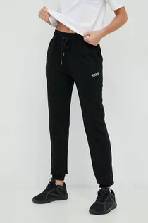 Spodnie damskie - Roxy spodnie dresowe 6104620000 damskie kolor czarny z aplikacją - grafika 1