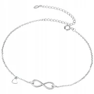 Bransoletki - Bransoletka na Nogę Kostkę Serce Nieskończoność Srebro 925 Bransoletki Trus - miniaturka - grafika 1