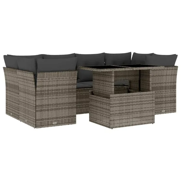 Zestaw mebli ogrodowych szary rattan PE, 62x62x69 cm, 55x62x69 cm, stół 1