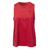 Koszulki i topy damskie - Damska koszulka bez rękawów UNDER ARMOUR TECH TANK TWIST 1383656-713 – Czerwony - miniaturka - grafika 1