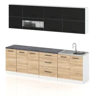 Meble kuchenne - Meble kuchenne kuchnia robo lux 2.6m szafki nowoczesne czarny mat sonoma - miniaturka - grafika 1