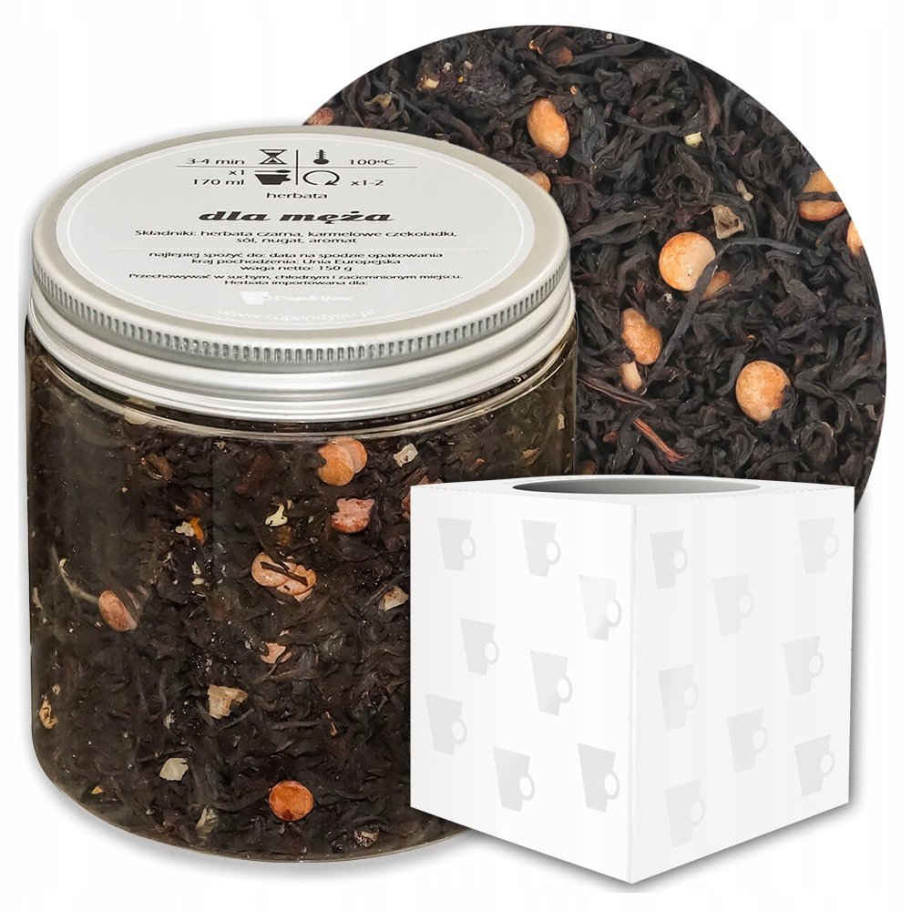 Herbata czarna DLA MĘŻA o smaku kremowego karmelu z odrobiną soli PREMIUM - herbata liściasta sypana mieszanka napar susz - gotowa na prezent upominek